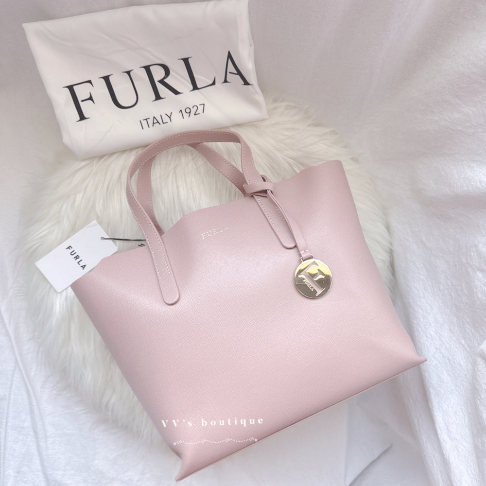 NWT Furla Sally Mini Saffiano Leather Tote Moonstone Pink Red - Picture 5 of 10
